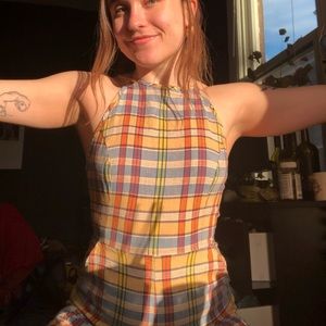 Super cute plaid jumpsuit!